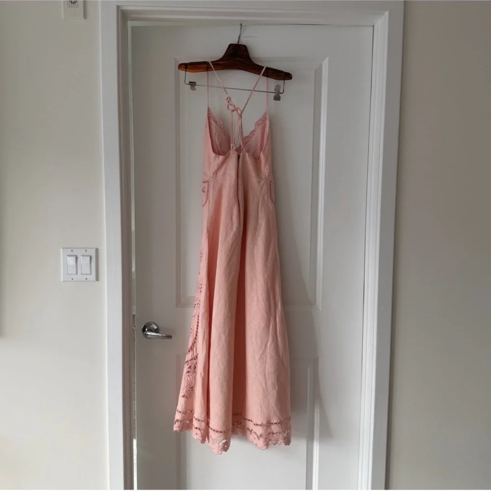 Farm Rio Pink Richelieu Euroflax Premium Linen Slip Midi Dress - Picture 7 of 8